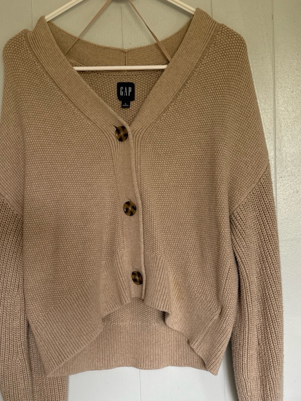 GAP Women's Camel Button-Front Knit Cardigan